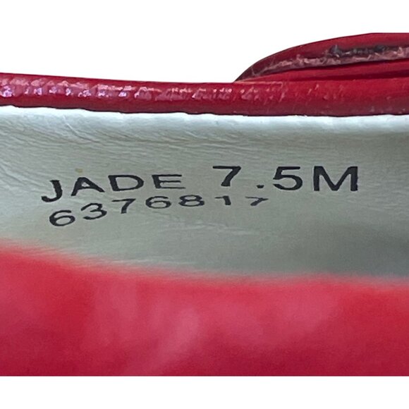 Lazio Collezione Women’s Red Leather Bow Slip-On Jade Wedge Pumps Size 7.5M - Picture 6 of 9